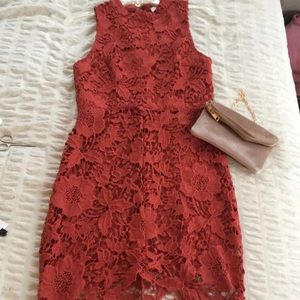 Burnt orange lace dress